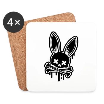 Hase Skull Ostern Totenkopf - Untersetzer (4er-Set) - Weiß - Vorne