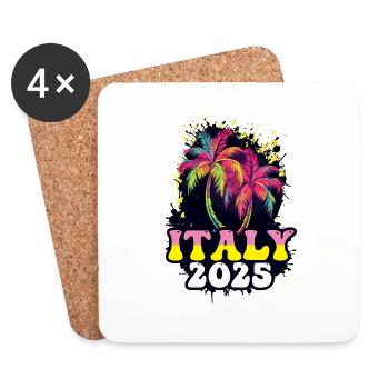 Italie 2025 Palmiers de vacances - Dessous de verre (lot de 4) - blanc - Devant