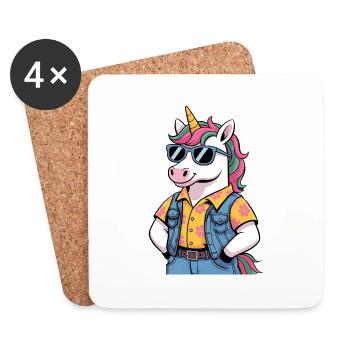 Funny Summer Unicorn - Coasters (set of 4) - white - Front