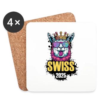 Switzerland 2025 Alpaca Party Holiday Swiss - Coasters (set of 4) - white - Front
