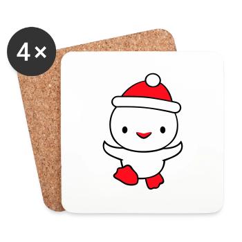 Canard Hiver Chapeau Neige Jouer Fun Noël - Dessous de verre (lot de 4) - blanc - Devant