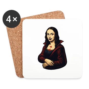 Mona Lisa Vampir Karikatur - Untersetzer (4er-Set) - Weiß - Vorne