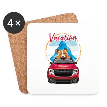 Chien Border Collie mignon voyageant dans un pick-up - Dessous de verre (lot de 4) - blanc - Devant