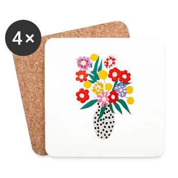 Flowers - Untersetzer (4er-Set) - Weiß - Vorne