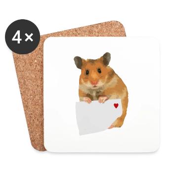 Note de hamster pour personnaliser le texte de la note - Dessous de verre (lot de 4) - blanc - Devant