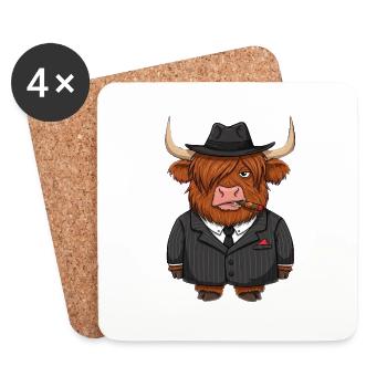 Highland cow mafia - Coasters (set of 4) - white - Front
