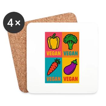 Vegan Popart - Untersetzer (4er-Set) - Weiß - Vorne