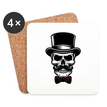 Squelette de crâne de marié - Dessous de verre (lot de 4) - blanc - Devant