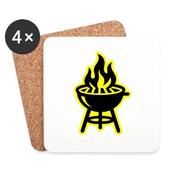 Grill Symbol Fire - Coasters (set of 4) - white - Front