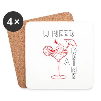 vous avez besoin d’une boisson Chemise - Dessous de verre (lot de 4) - blanc - Devant