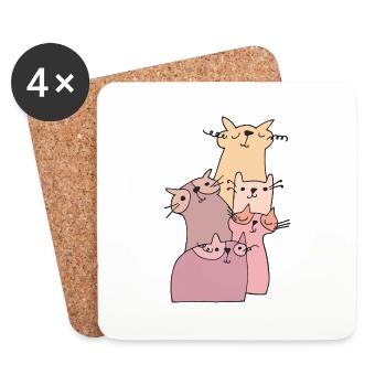 katzen treffen rosa - Untersetzer (4er-Set) - Weiß - Vorne