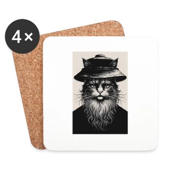 The Silent Cat - Coasters (set of 4) - white - Front