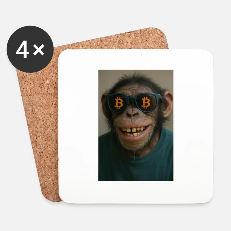 Bitcoin meets Monkey Joe - Untersetzer (4er-Set) - Weiß