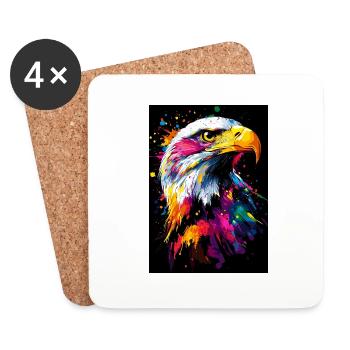 Eagle Bird Pop Art Colorful - Coasters (set of 4) - white - Front