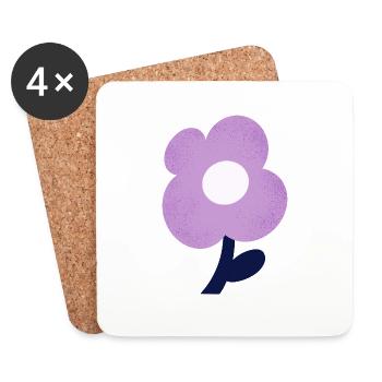 Fleur violette - Dessous de verre (lot de 4) - blanc - Devant
