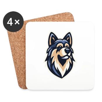 Nachtwolf-Jäger - Untersetzer (4er-Set) - Weiß - Vorne