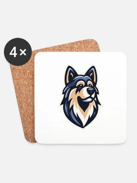 Nachtwolf-Jäger - Untersetzer (4er-Set) - Weiß