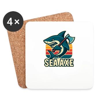 Haifisch-Seeaxt-Design - Untersetzer (4er-Set) - Weiß - Vorne