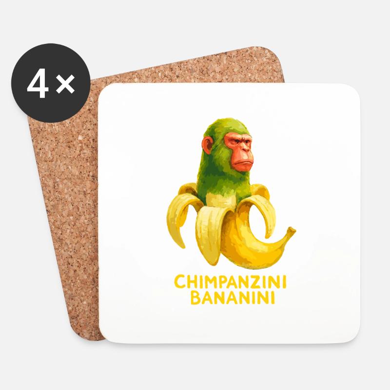 Meme Brain Rot Chimpanzini Banani Italian Brainrot - Untersetzer (4er-Set) - Weiß