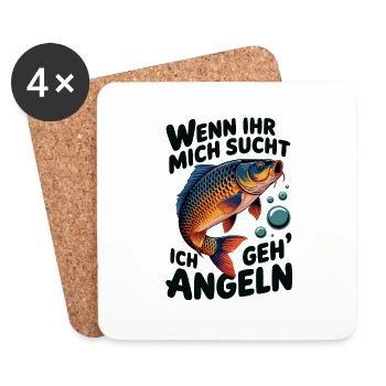 Ich gehe angeln fischen - springender Karpfen - Untersetzer (4er-Set) - Weiß - Vorne