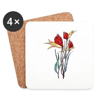 Blumen - Untersetzer (4er-Set) - Weiß - Vorne
