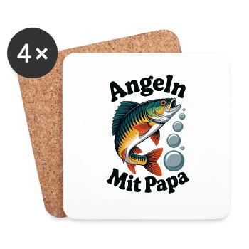 Angeln mit Papa mit springendem Barsch - Untersetzer (4er-Set) - Weiß - Vorne