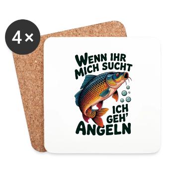 Wenn Ihr mich sucht - ich geh Angeln - Untersetzer (4er-Set) - Weiß - Vorne