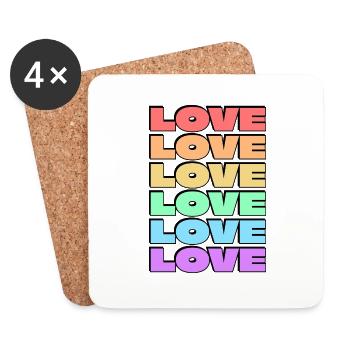 Amour 6 couleurs arc-en-ciel gay pride LGBTQ pastel - Dessous de verre (lot de 4) - blanc - Devant