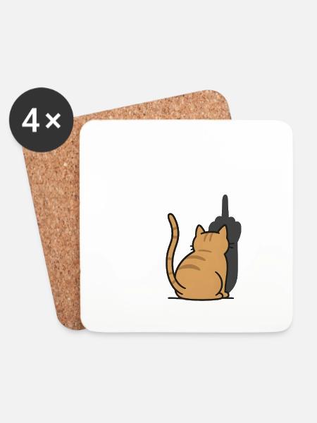 Winkekatze Schatten Katzen Erkenne die Zeichen - Untersetzer (4er-Set) - Weiß