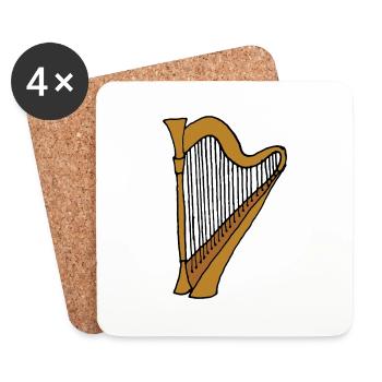 Harpe Instrument à cordes pincées Orchestre de musique - Dessous de verre (lot de 4) - blanc - Devant