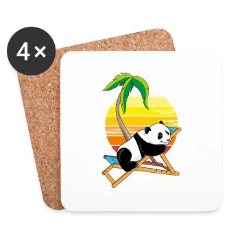 Baby-Pandabär entspannt sich auf dem Liegestuhl - Untersetzer (4er-Set) - Weiß - Vorne