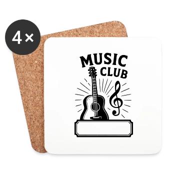 Music club - Nom prénom - Dessous de verre (lot de 4) - blanc - Devant