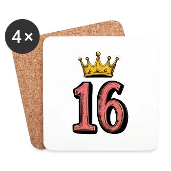 16 Number Crown - Coasters (set of 4) - white - Front