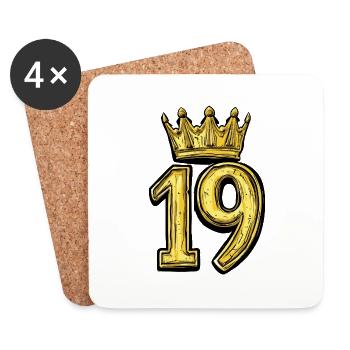 19 Couronne de chiffres - Dessous de verre (lot de 4) - blanc - Devant
