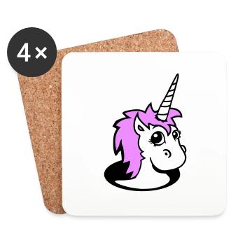 Licorne Fille Joli Trou Inférieur Dessin Animé Fille Mignonne - Dessous de verre (lot de 4) - blanc - Devant