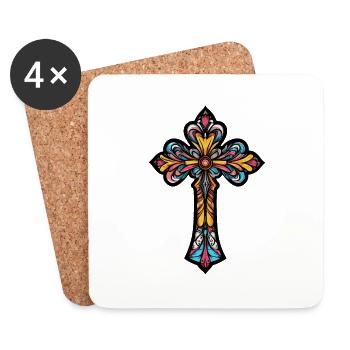 Cross symbol - Coasters (set of 4) - white - Front
