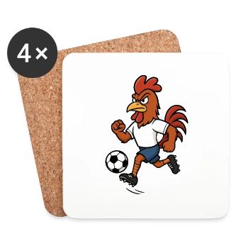 hahn fussball - Untersetzer (4er-Set) - Weiß - Vorne
