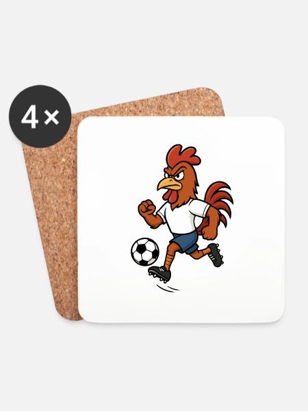 hahn fussball - Untersetzer (4er-Set) - Weiß