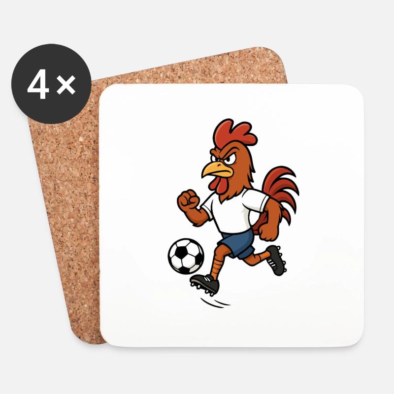 hahn fussball - Untersetzer (4er-Set) - Weiß