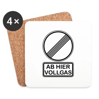 Geburtstag - Ab hier Vollgas Verkehrsschild - Untersetzer (4er-Set) - Weiß - Vorne