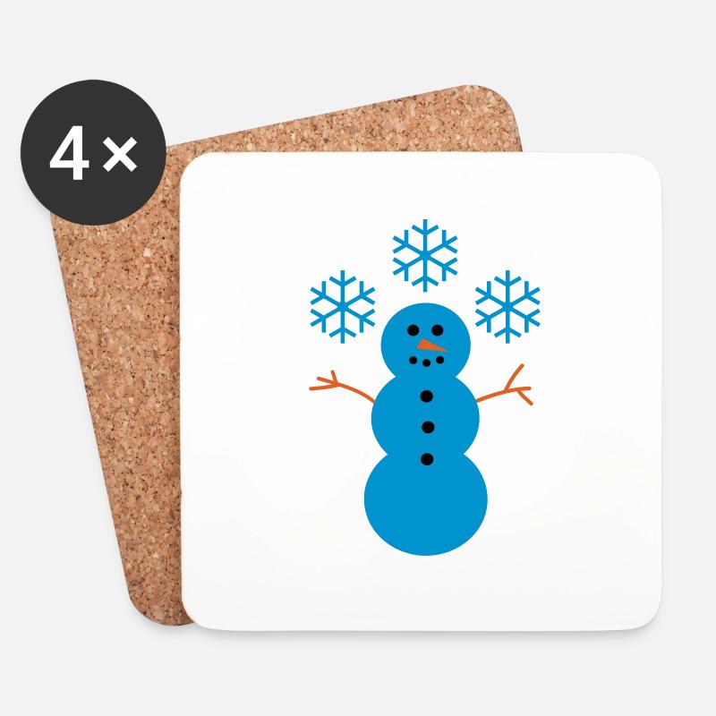 Schneemann - Untersetzer (4er-Set) - Weiß