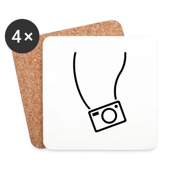 Appareil photo - Dessous de verre (lot de 4) - blanc - Devant