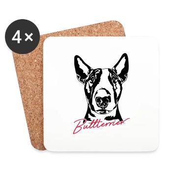 BULL TERRIER chien chiens Wilsigns - Dessous de verre (lot de 4) - blanc - Devant