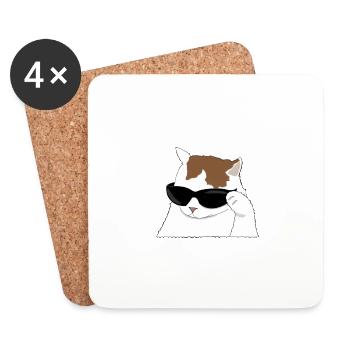 Mème chat cool - Dessous de verre (lot de 4) - blanc - Devant