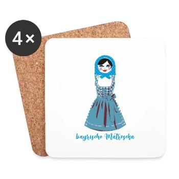 bayrische matroschka, dirndl, - Untersetzer (4er-Set) - Weiß - Vorne