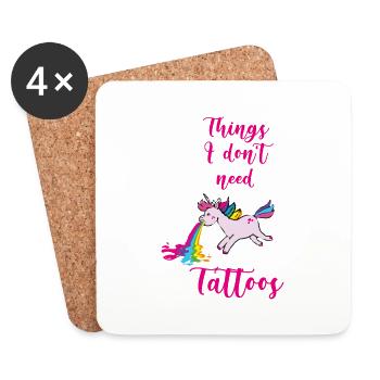 tattoos,things i dont need,einhorn - Untersetzer (4er-Set) - Weiß - Vorne