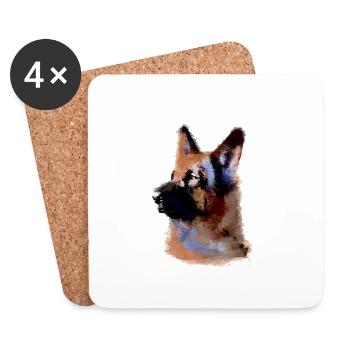 german shepherd, dog, graffiti, German shepherd, - Coasters (set of 4) - white - Front