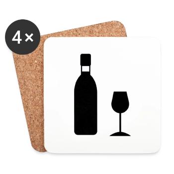 Wein Geschenkidee Weinglas Weinflasche - Untersetzer (4er-Set) - Weiß - Vorne