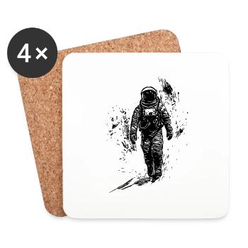 Un astronaute solitaire marche dans le désert de poussière lunaire - Dessous de verre (lot de 4) - blanc - Devant