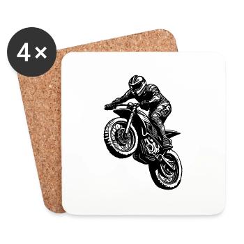 Motorrad Rennsport Offroad Sprung Geländefahrt - Untersetzer (4er-Set) - Weiß - Vorne
